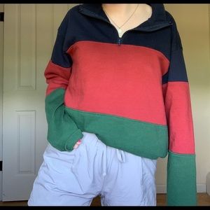 Pacsun half zip sweatshirt with horizontal stripes